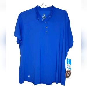 GG Blue Luxe Sport Mock Jolene Golf Top Woman 3X Tennis Track Pickleball Blue